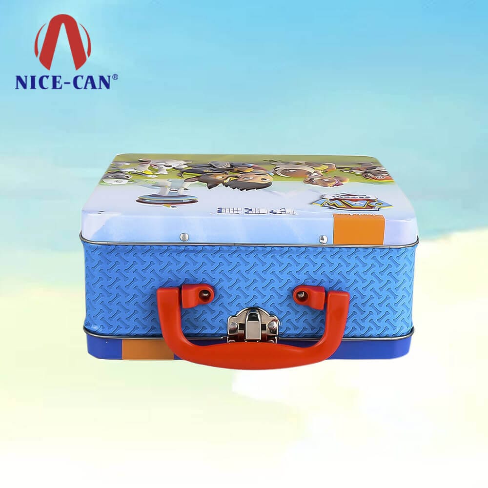 Rectangular hand-held tin box packaging empty rectangular tin lunch box