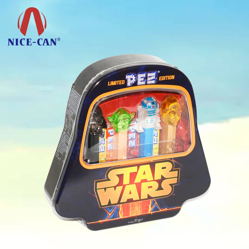 High quality custom irregular shape metal tin box Star Wars shaped tin box