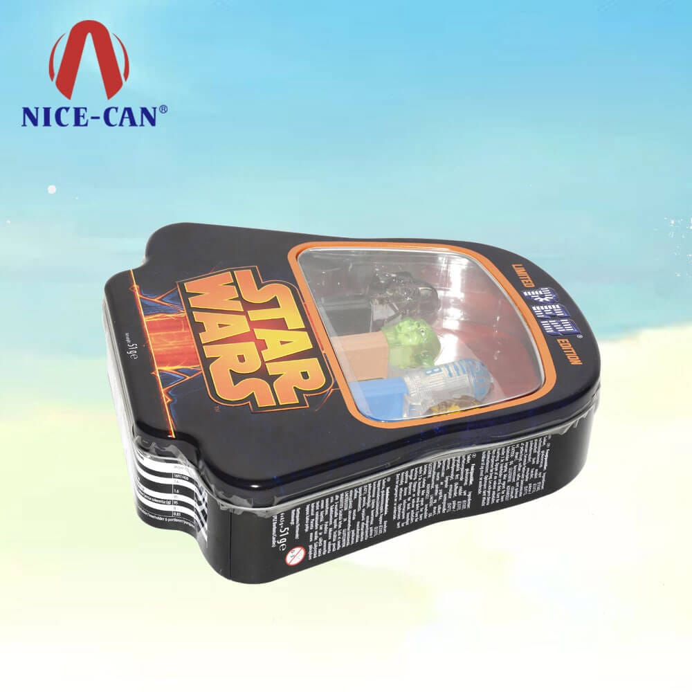 High quality custom irregular shape metal tin box Star Wars shaped tin box