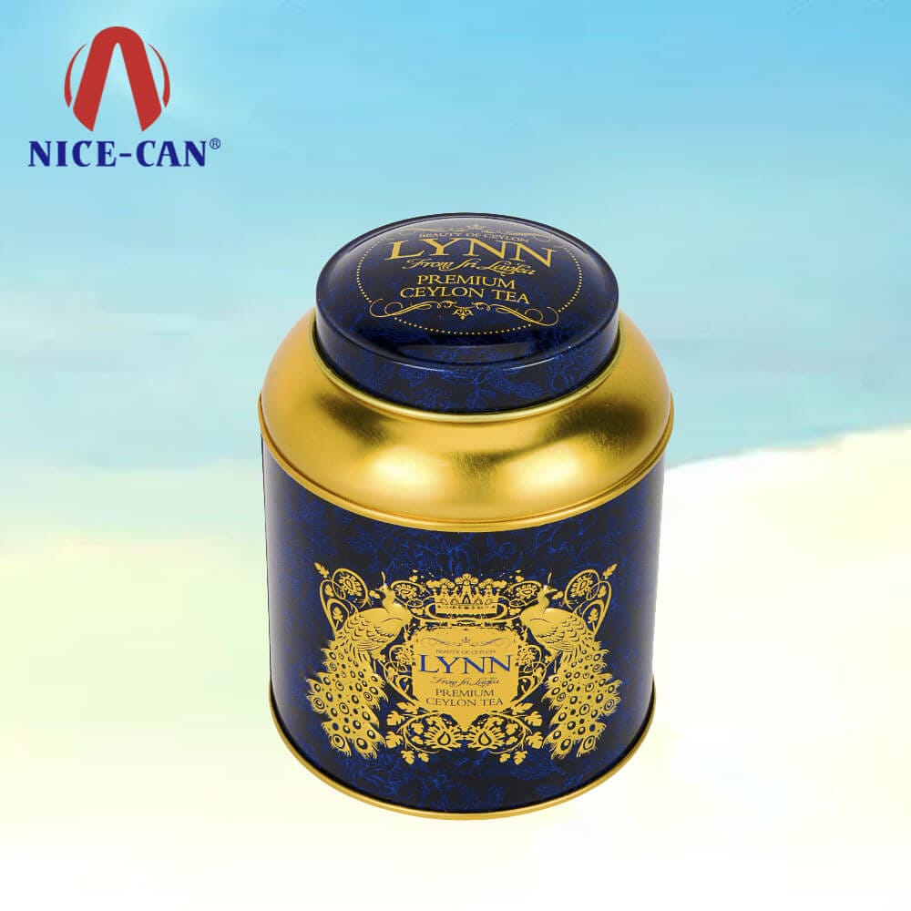 Round tea packaging gift box custom small tea tin can novel tea tin box