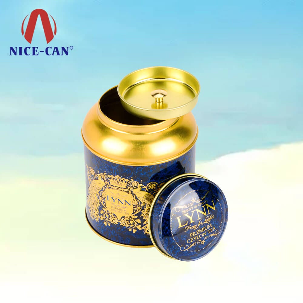 Round tea packaging gift box custom small tea tin can novel tea tin box