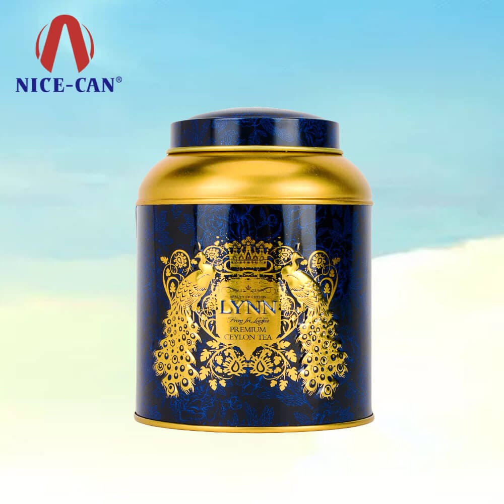 Round tea packaging gift box custom small tea tin can novel tea tin box