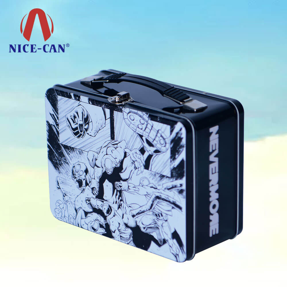 Kids tin lunch box custom printed tin lunch boxes plastic handle