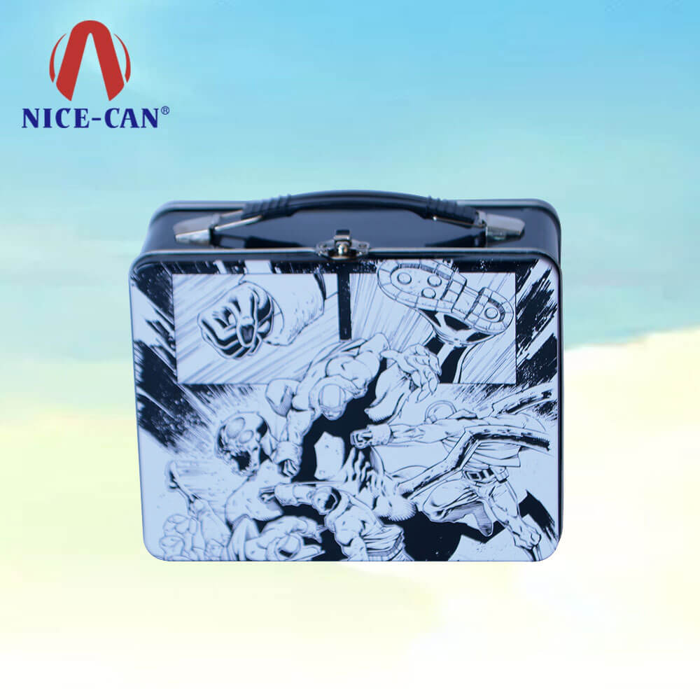 Kids tin lunch box custom printed tin lunch boxes plastic handle