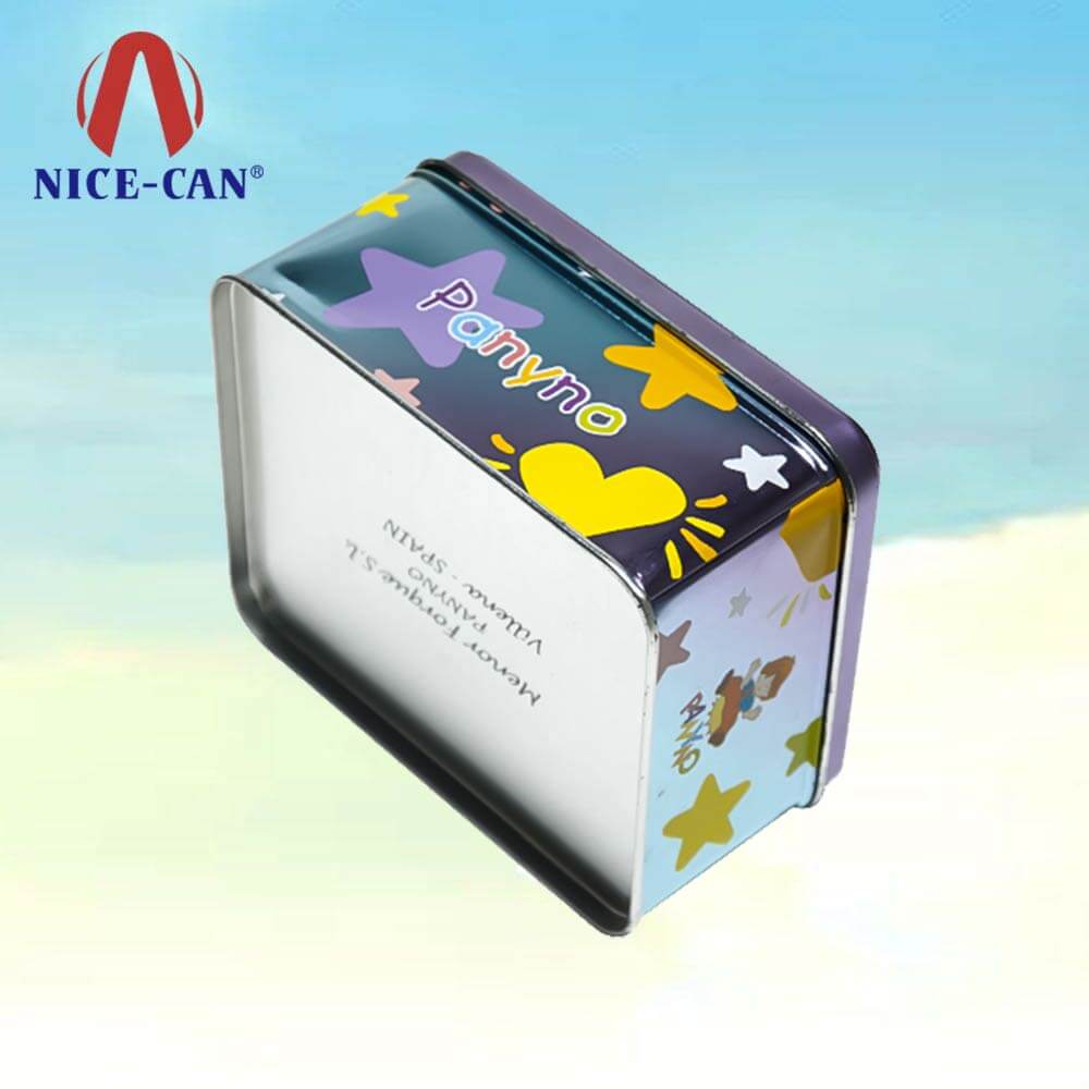 Wholesale rectangle metal storage candy tin box with clear pvc window lid