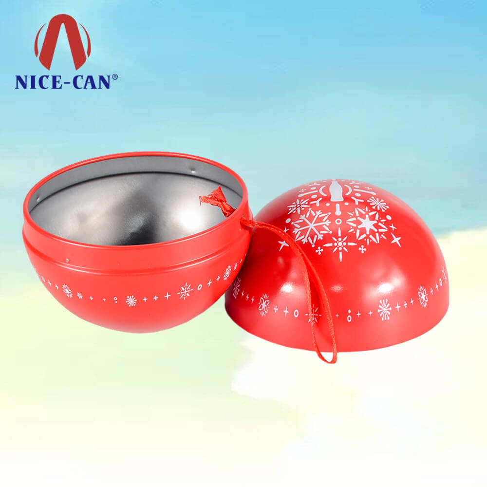 Bestselling Wholesale Customized Ball Shape Tin Box for Gift with Ribbon 