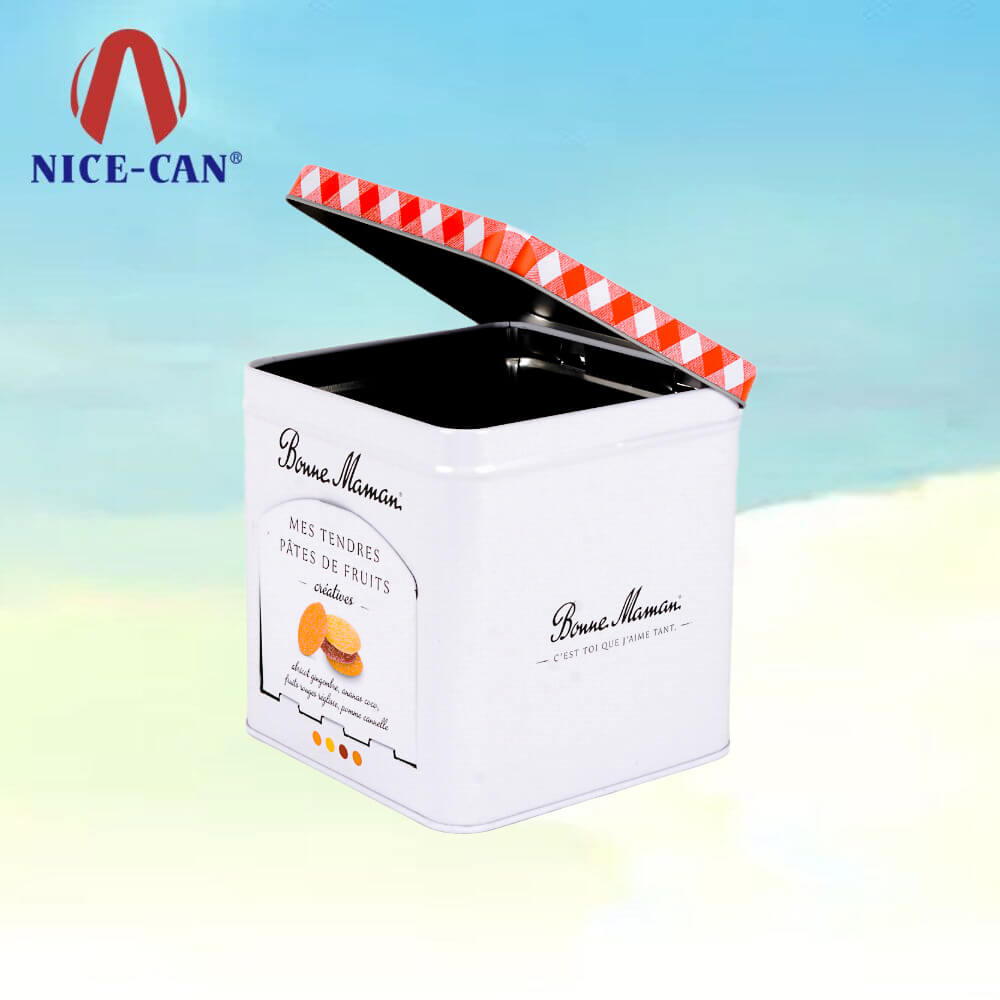 Fantastic Hinged Lid Square Tin Boxes Dispenser Box with Front Opening Door