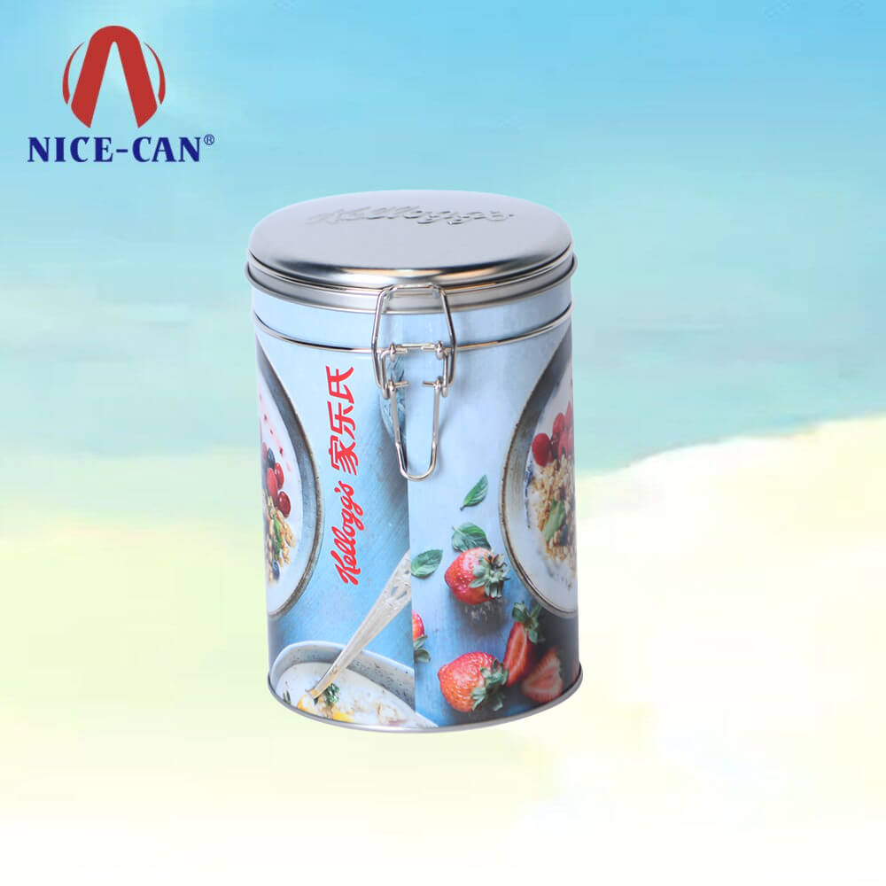 Lock Seal Closure Double Airtight Lid Can Tin Box With Clip Lid