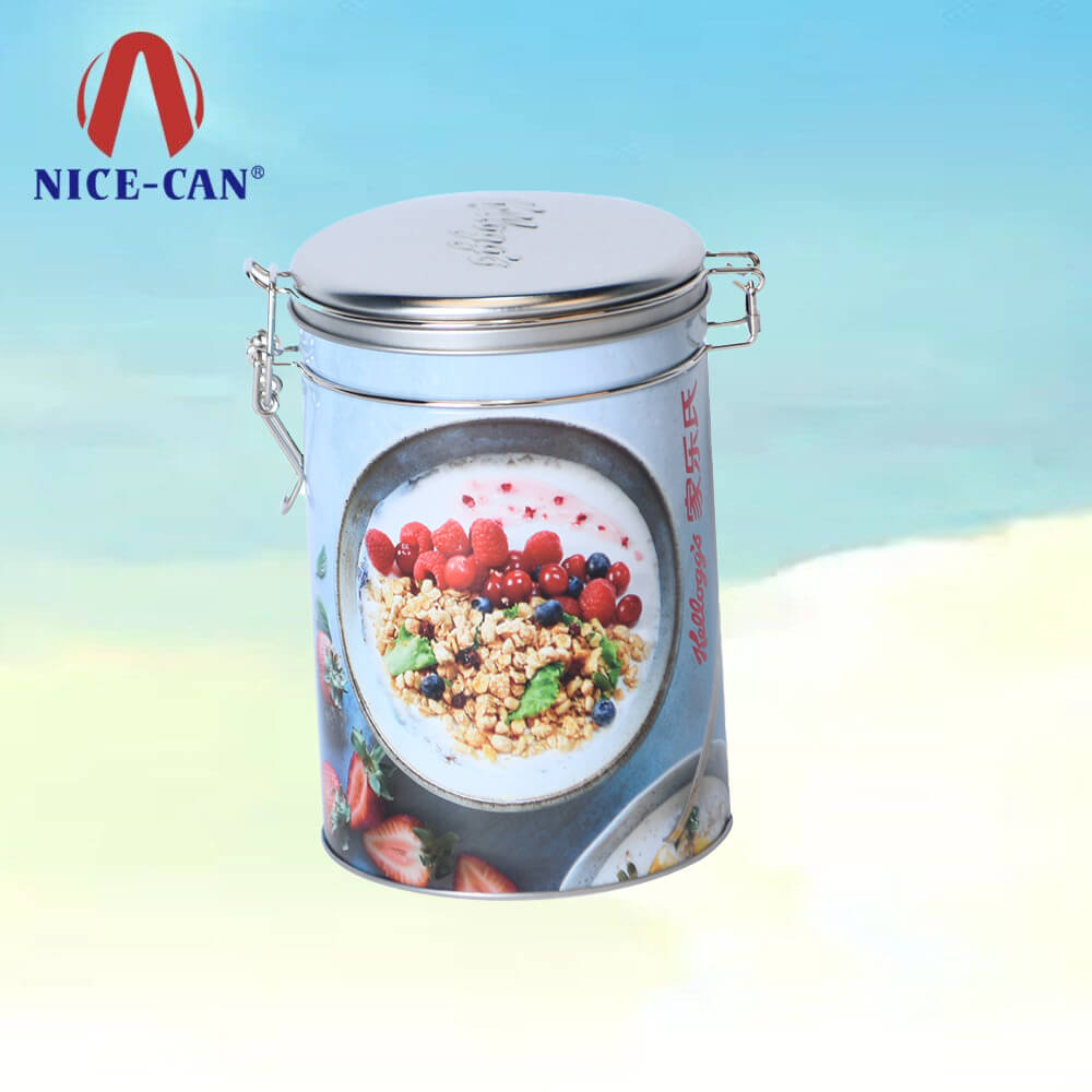 Lock Seal Closure Double Airtight Lid Can Tin Box With Clip Lid