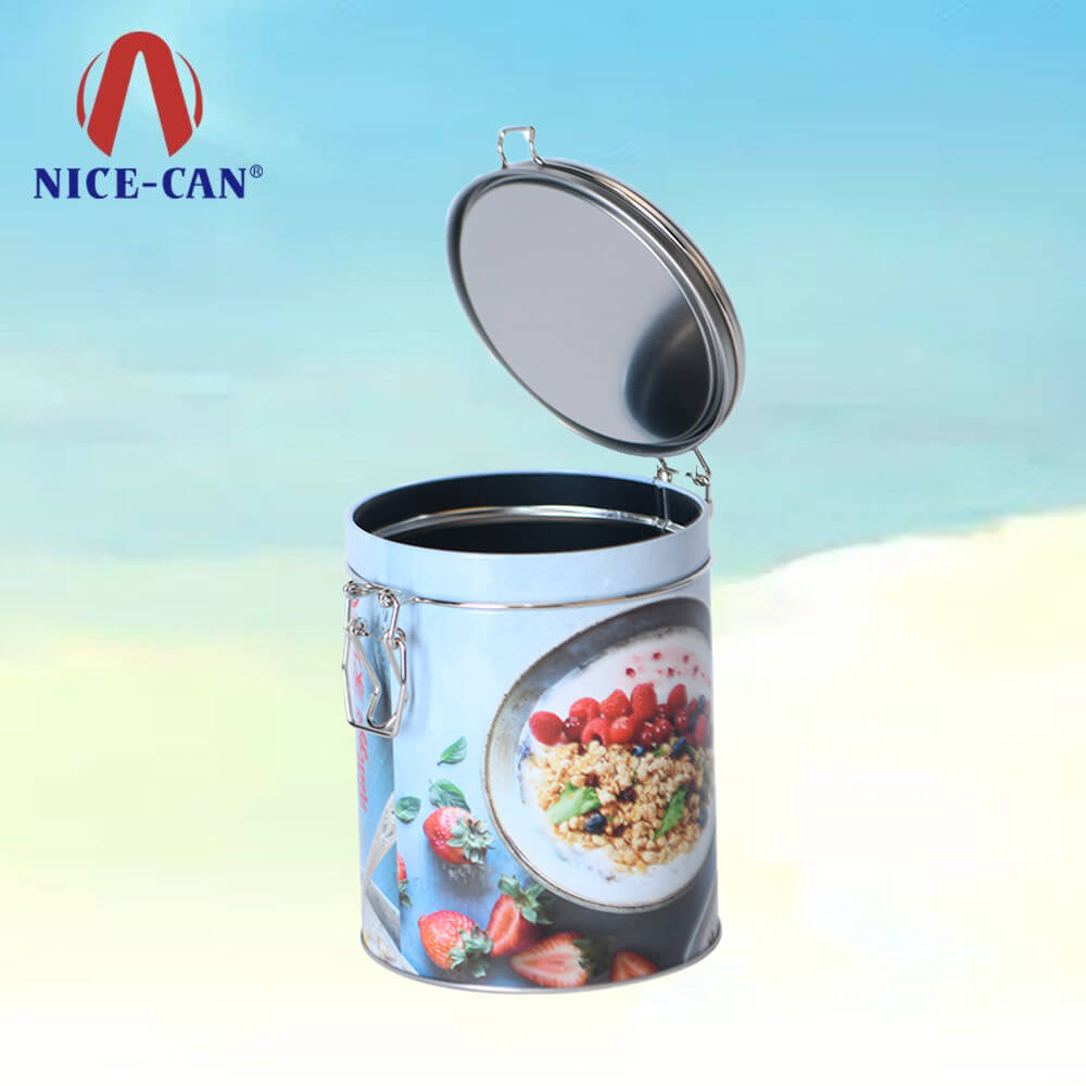 Lock Seal Closure Double Airtight Lid Can Tin Box With Clip Lid