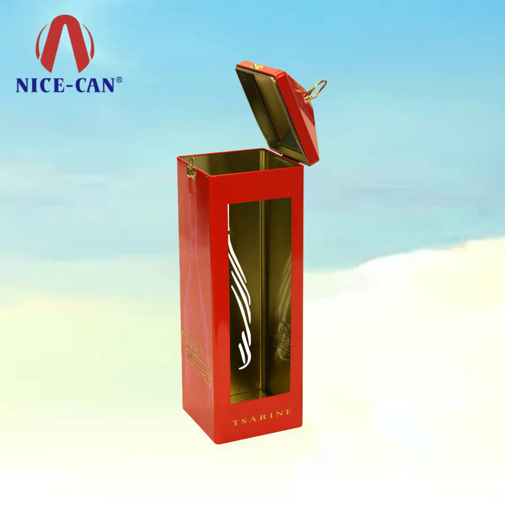 Telephone Booth Shaped Tin Boxes for Wine Bottle Packaging with Handle Ring
