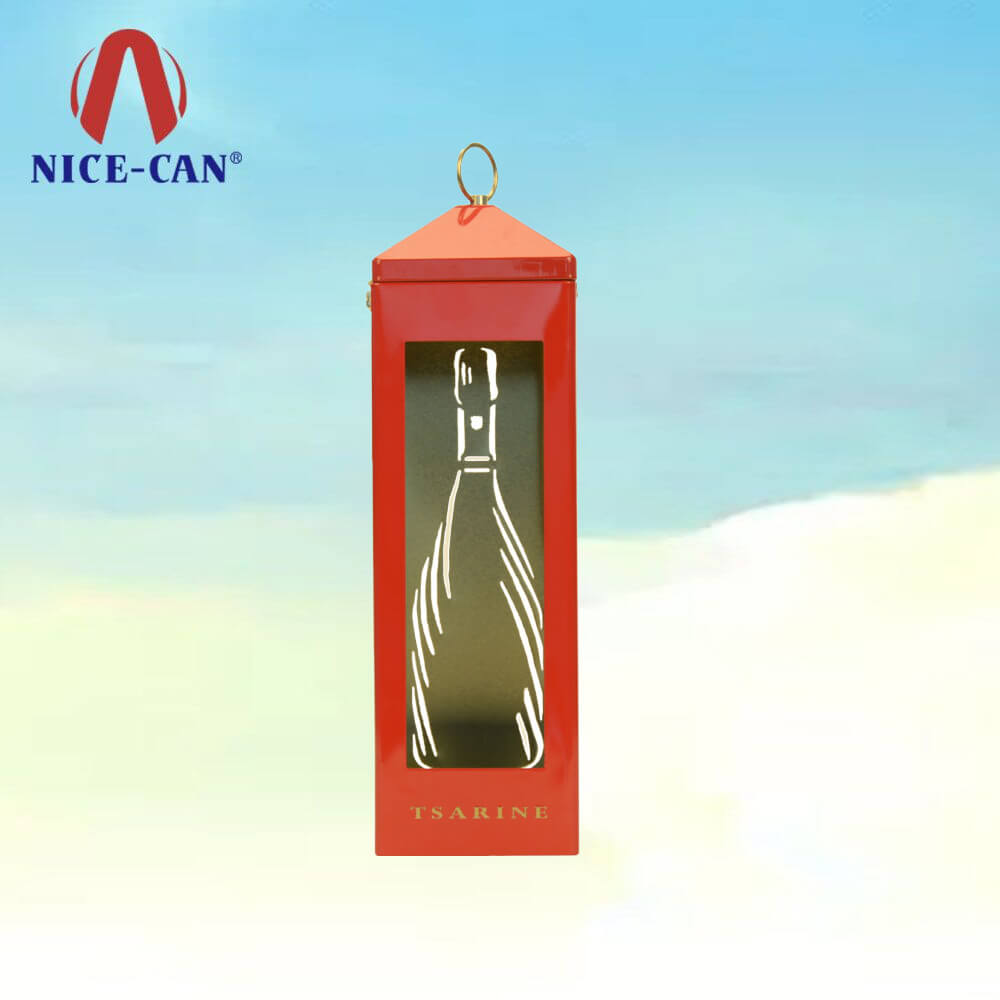 Telephone Booth Shaped Tin Boxes for Wine Bottle Packaging with Handle Ring