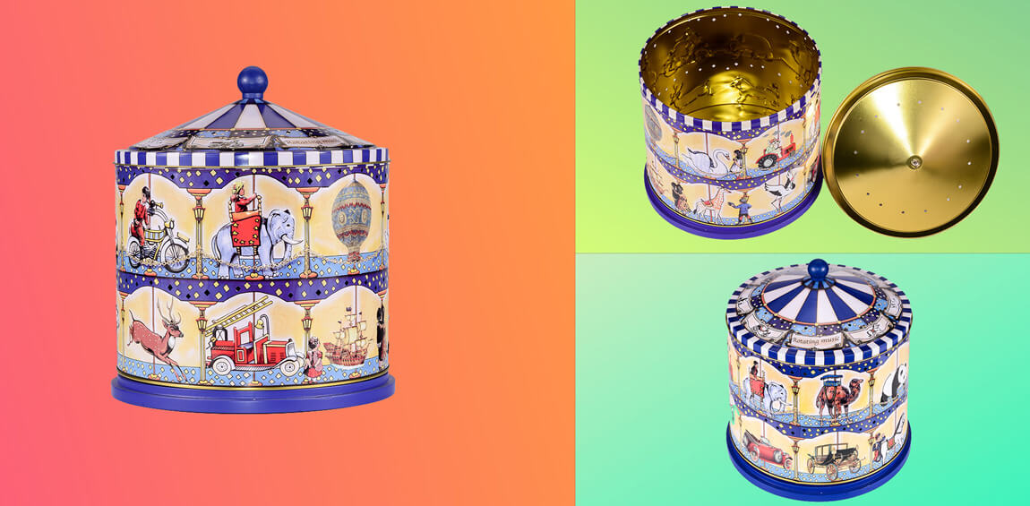 music box shape tin can