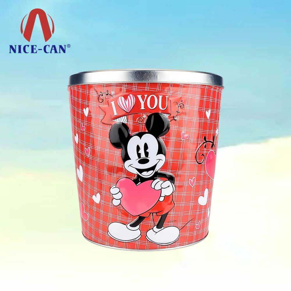 Custom empty popcorn tins gift popcorn cans valentines gift tin box packaging