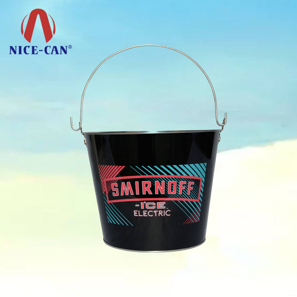 Metal Tin Boxes Beer Popcorn Ice Bucket with Handle for Bar Party