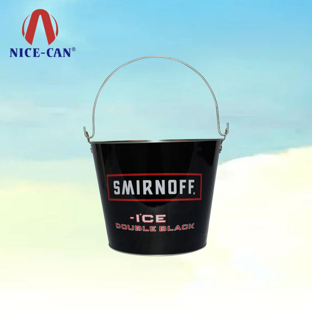 Metal Tin Boxes Beer Popcorn Ice Bucket with Handle for Bar Party