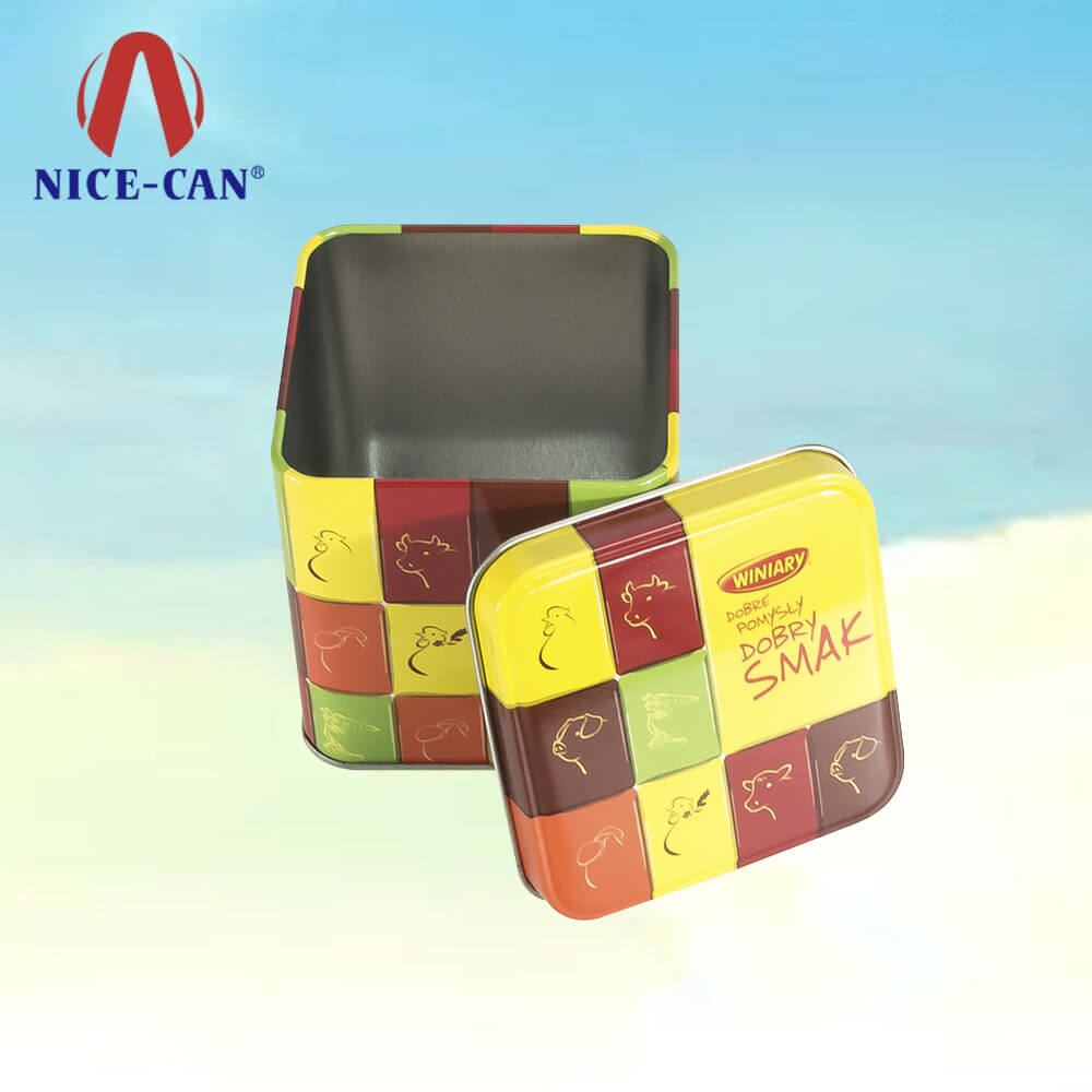  Wholesale Custom Food-grade Cube Biscuit Metal Tin Box Cookie Tin Can