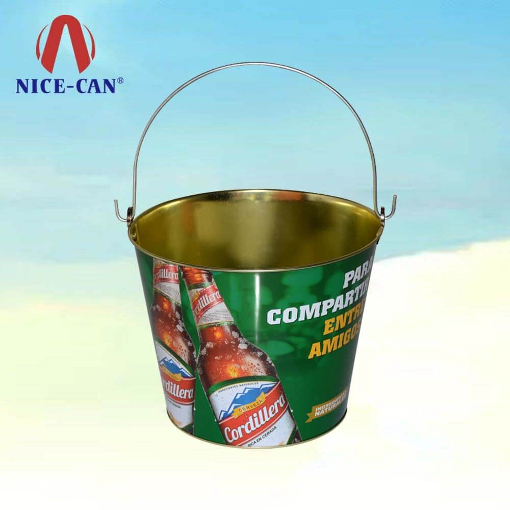 Large tin buckets metal beer bucket custom manufacturer ice bucket cooler round