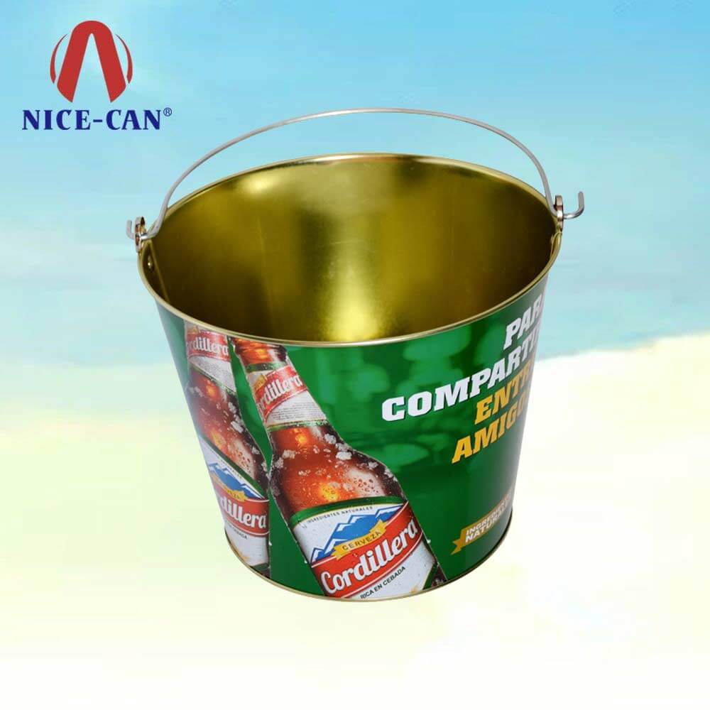 Large tin buckets metal beer bucket custom manufacturer ice bucket cooler round