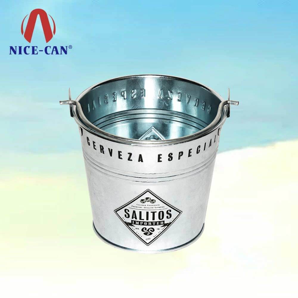 Mini tin buckets small metal popcorn tin beer bucket with handle