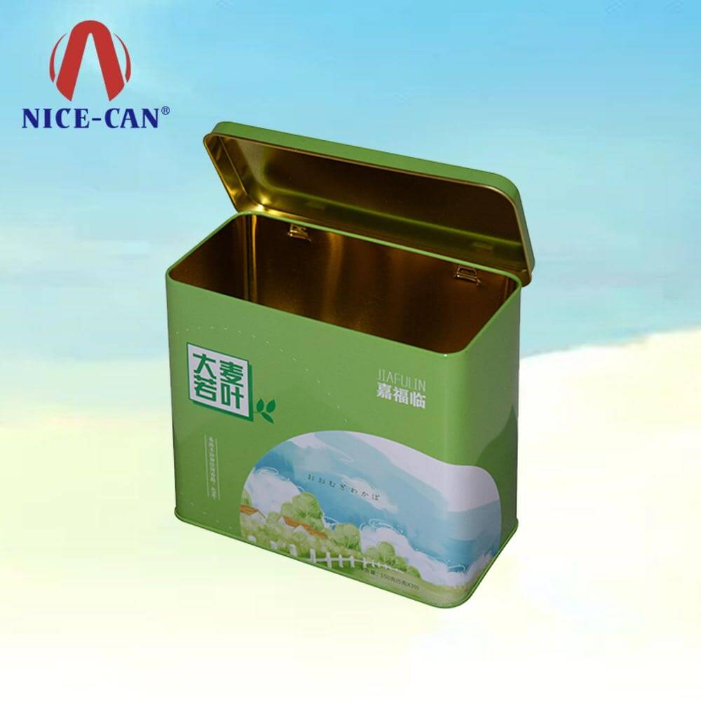 Rectangular tin box with hinged lid tea bag tin storage tin with hinged lid