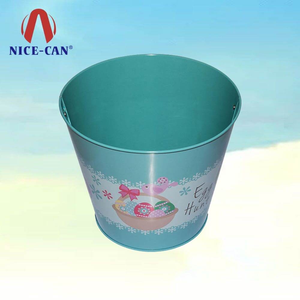 Easter tin bucket eggs metal tins Easter tin popcorn gift basket