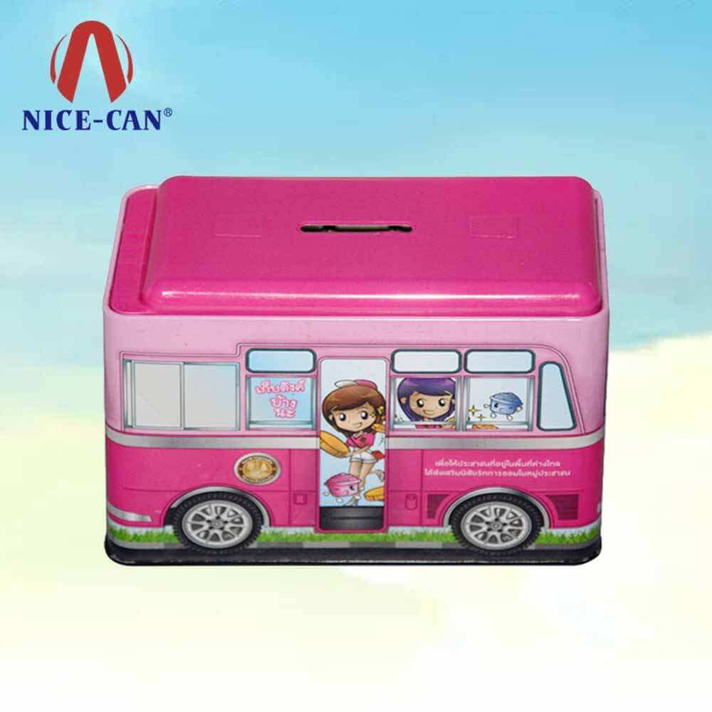 Kids piggy bank money tin box coin bank car saving money tin