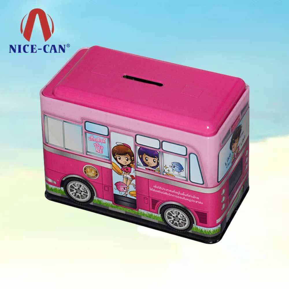 Kids piggy bank money tin box coin bank car saving money tin